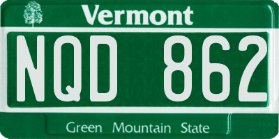 VT license plate NQD862