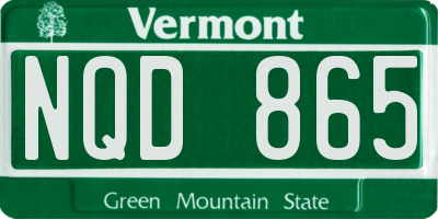 VT license plate NQD865