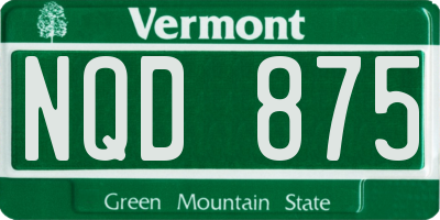 VT license plate NQD875