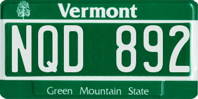 VT license plate NQD892