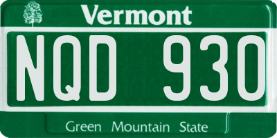 VT license plate NQD930
