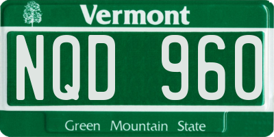 VT license plate NQD960