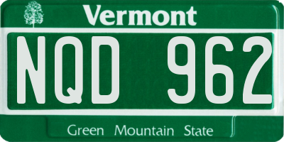 VT license plate NQD962