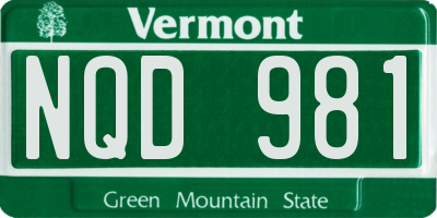 VT license plate NQD981