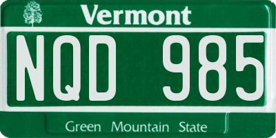 VT license plate NQD985