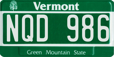VT license plate NQD986
