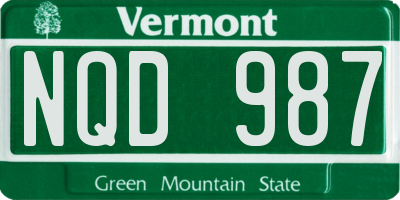 VT license plate NQD987