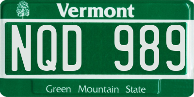 VT license plate NQD989