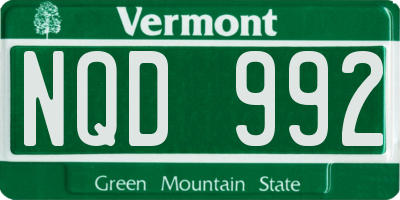 VT license plate NQD992