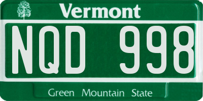 VT license plate NQD998