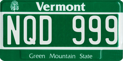 VT license plate NQD999