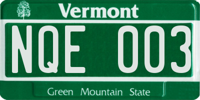 VT license plate NQE003