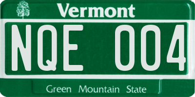 VT license plate NQE004