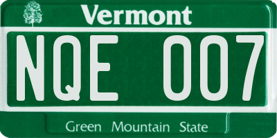 VT license plate NQE007