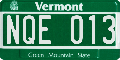 VT license plate NQE013