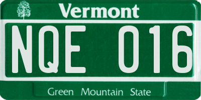 VT license plate NQE016