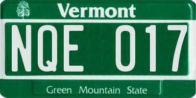 VT license plate NQE017