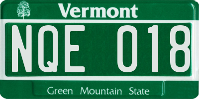 VT license plate NQE018