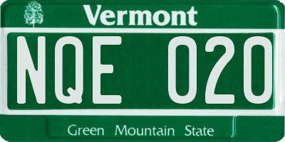 VT license plate NQE020