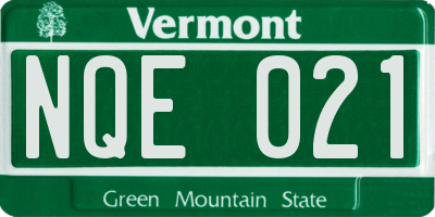 VT license plate NQE021