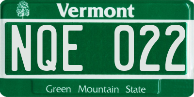 VT license plate NQE022