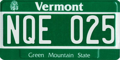 VT license plate NQE025