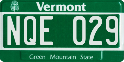 VT license plate NQE029