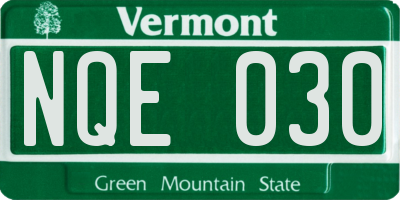 VT license plate NQE030