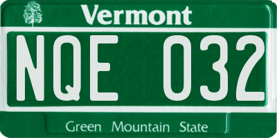 VT license plate NQE032