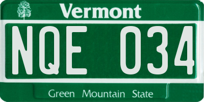 VT license plate NQE034