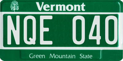 VT license plate NQE040