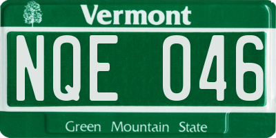 VT license plate NQE046