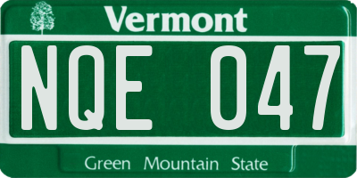 VT license plate NQE047