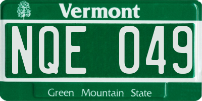 VT license plate NQE049