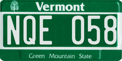 VT license plate NQE058