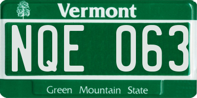 VT license plate NQE063