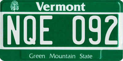 VT license plate NQE092