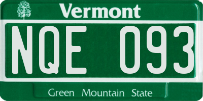VT license plate NQE093