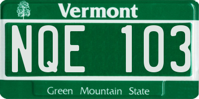VT license plate NQE103
