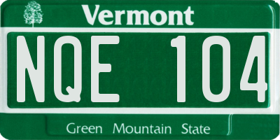 VT license plate NQE104