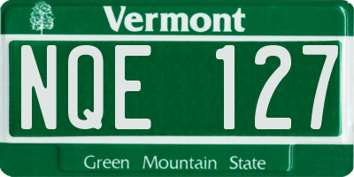 VT license plate NQE127