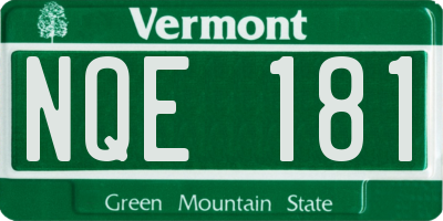 VT license plate NQE181