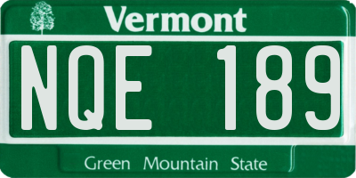 VT license plate NQE189