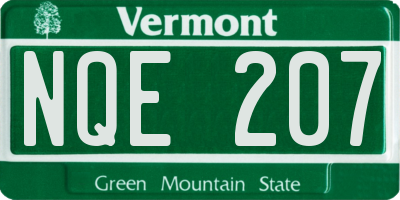 VT license plate NQE207