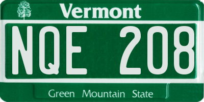 VT license plate NQE208