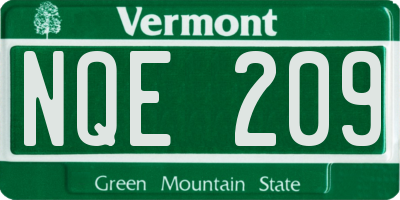 VT license plate NQE209