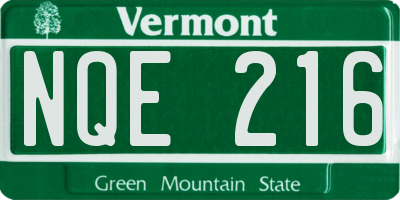 VT license plate NQE216