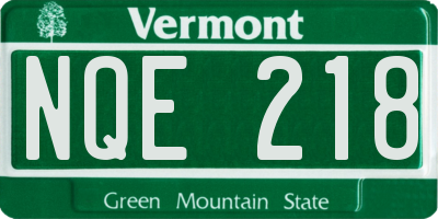 VT license plate NQE218