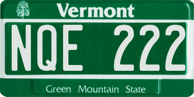 VT license plate NQE222