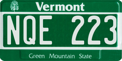 VT license plate NQE223